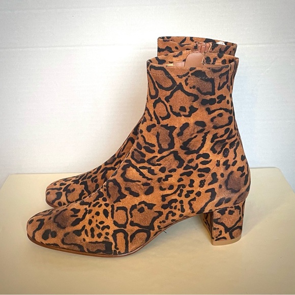 By Far Sophia Leopard Suede Leather Boots Sz 38 - Picture 2 of 5